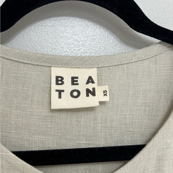 Beaton 100% Linen Beige Short Sleeve Chore Jacket - Size XS - Picture 3 of 6